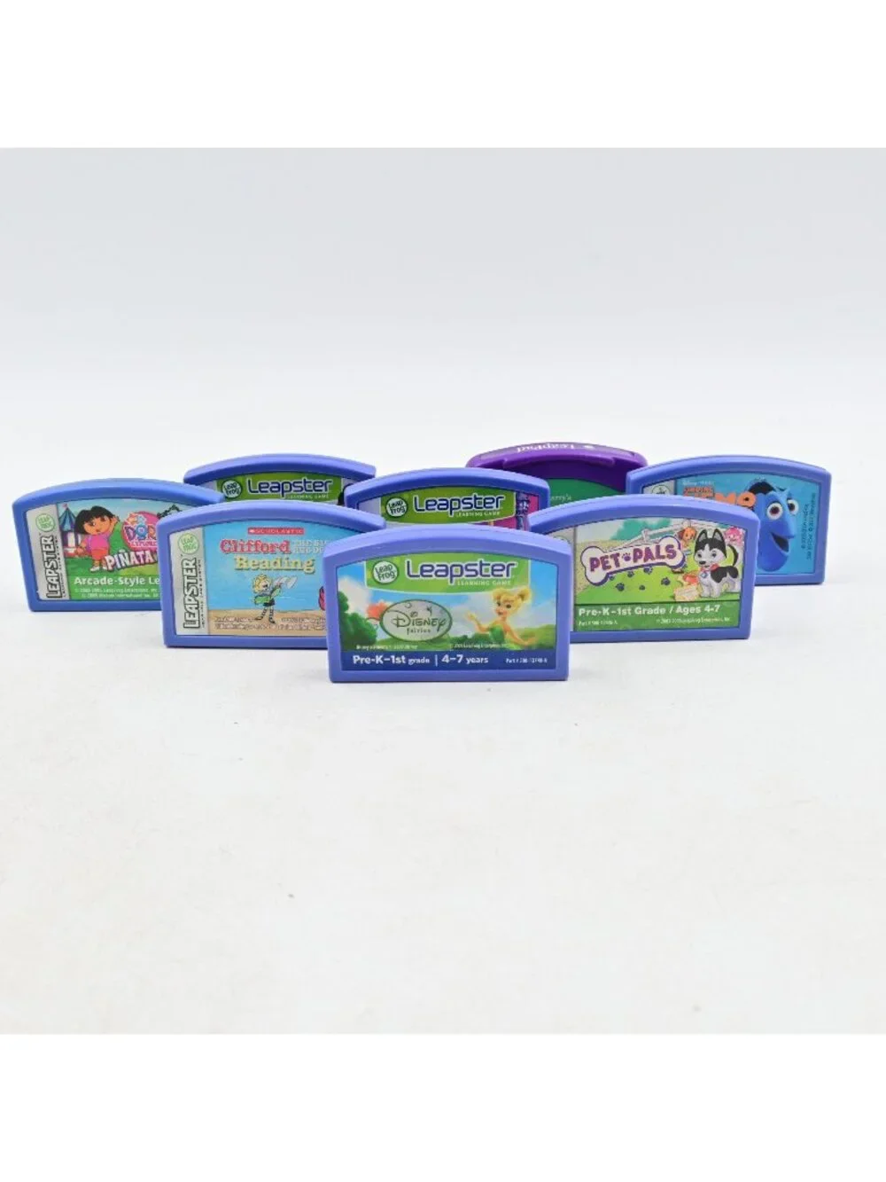 LeapFrog Leapster Learning Game Cartridge Lot of 8 Disney Fairies Nemo Dora
